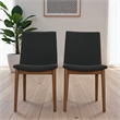 Praestigia Modern Leather Dining Chairs with Walnut-Finished Legs (Set of 2)