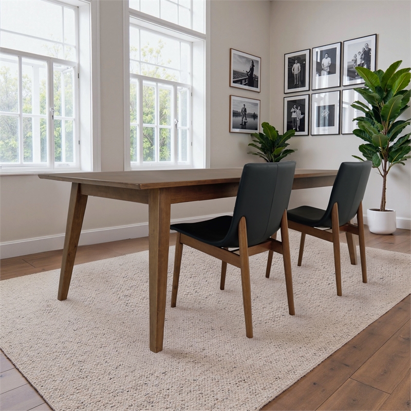 Praestigia Modern Leather Dining Chairs with Walnut-Finished Legs (Set of 2)