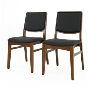 Andover Stylish Mid-Century Modern Solid Wood Dining Chairs in Black (Set of 2)
