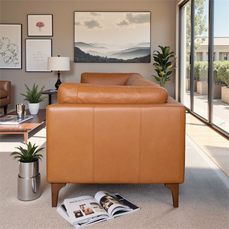 Valencia Living Room Premium Top-Grain Leather Sofa in Tan