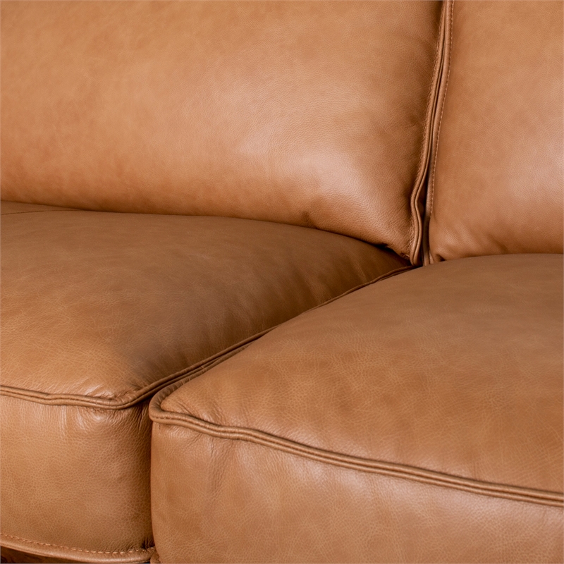 Yuma Luxury Genuine Leather Sofa with Plush Cushions & Timeless Style in Tan