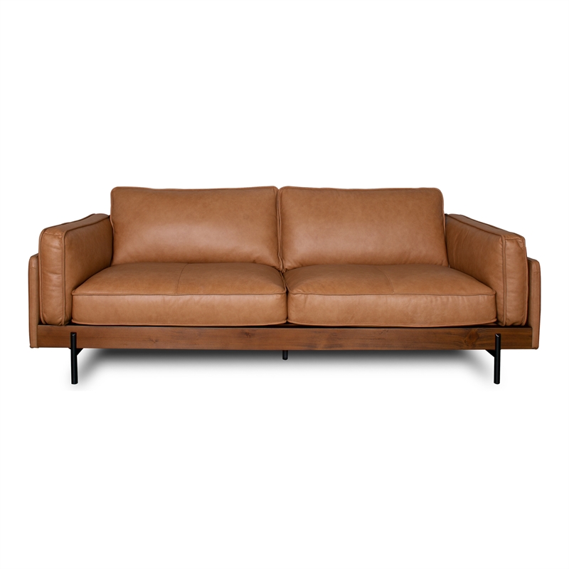 Yuma Luxury Genuine Leather Sofa with Plush Cushions & Timeless Style in Tan