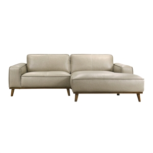 Oasis Modern Design Top Grain Leather Right-Faced Sectional Sofa in Beige