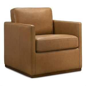 Butler Mid-Century Modern Swivel Accent Chair in Premium Tan Leather