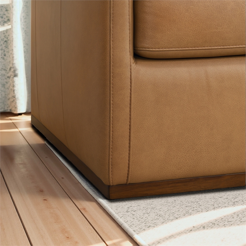 Butler Mid-Century Modern Swivel Accent Chair in Premium Tan Leather