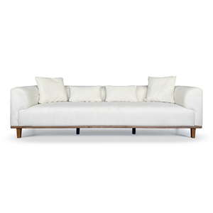 Covina Modern Plush Cream Velvet 3-Seater Sofa with Wide Padded Arms
