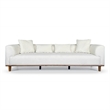 Covina Modern Plush Cream Velvet 3-Seater Sofa with Wide Padded Arms