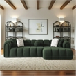 Columbus Luxe Green Boucle Fabric Sectional Sofa with Chaise and Stylish Pillows