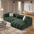 Columbus Luxe Green Boucle Fabric Sectional Sofa with Chaise and Stylish Pillows