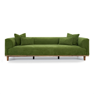 Covina Modern Plush Green Velvet 3-Seater Sofa with Wide Padded Arms