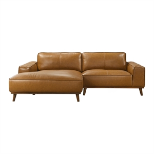 Oasis Modern Design Top Grain Leather Sectional Sofa in Tan