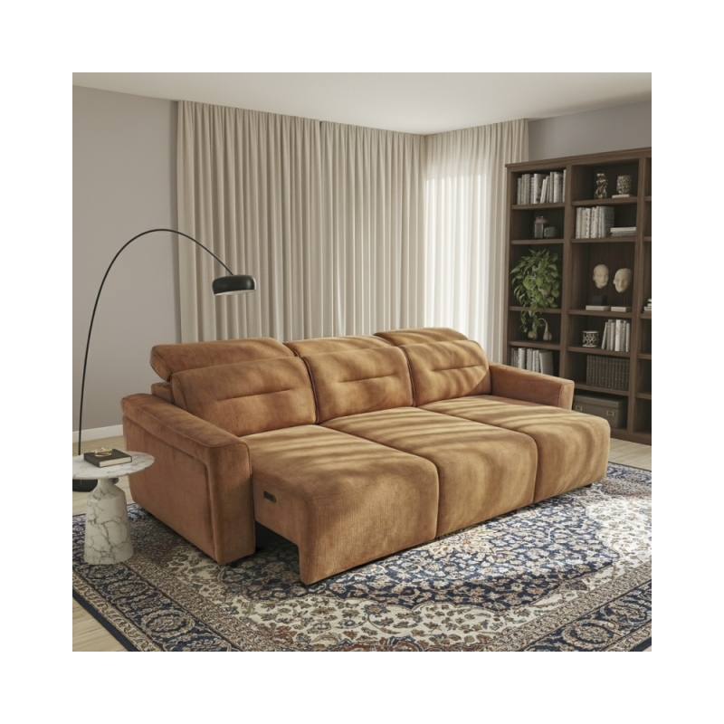 Decatur Power Glide Orange Fabric Sofa with USB Charging Ports&Zero Wall Design