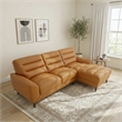 Boone Genuine Tan Leather Sectional Sofa & Chaise with Minimalist Design