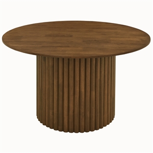Lancelot Round Solid Wood Dining Table with Sculptural Pedestal Base