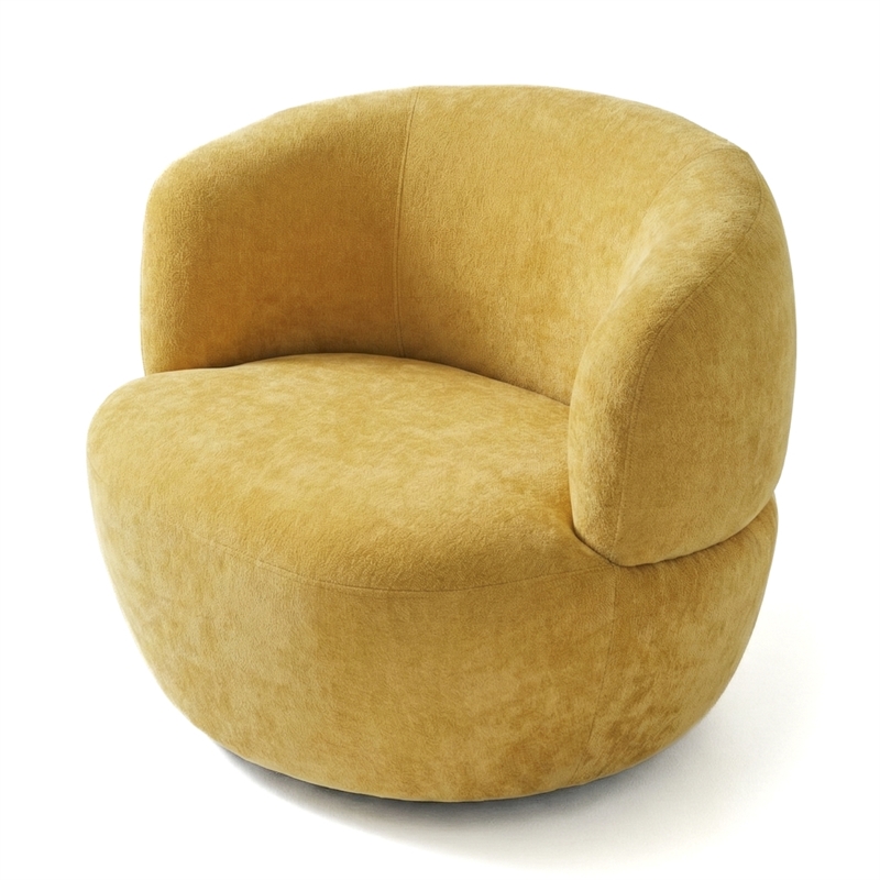 Terre Neutral Gold Fabric Chenille Swivel Barrel Chair for Modern Spaces