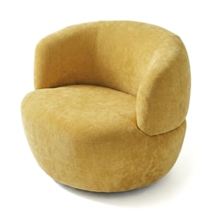 Terre Neutral Gold Fabric Chenille Swivel Barrel Chair for Modern Spaces