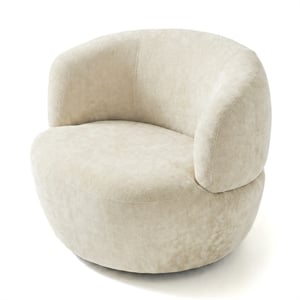 Terre Neutral Sand Fabric Chenille Swivel Barrel Chair for Modern Spaces