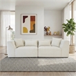 Valdosta Two-Piece Beige Fabric Chenille Sofa with Wide Armrests&Modern Style
