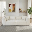 Valdosta Two-Piece Beige Fabric Chenille Sofa with Wide Armrests&Modern Style