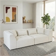 Valdosta Two-Piece Beige Fabric Chenille Sofa with Wide Armrests&Modern Style
