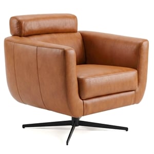 Patara Ergonomic Real Leather Swivel Chair with Adjustable Headrest & Metal Base