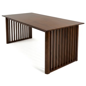 Lancelot Solid Wood Dining Table with Ribbed Slab Legs in Walnut