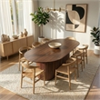 Lancelot Contemporary Oval Dining Table with Sculptural Design in Walnut Finish