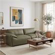 Pittsburgh Luxurious Real Leather Statement Sofa for Modern Homes in Olive Green