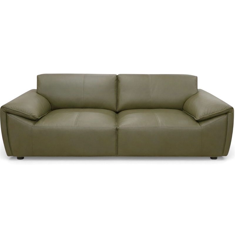 Pittsburgh Luxurious Real Leather Statement Sofa for Modern Homes in Olive Green