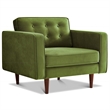 Chester Mid Century Modern Style Tufted Wide Velvet Armchair in Olive Green