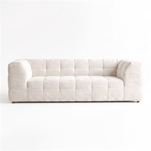 Waterbury Contemporary Modern Minimalist Sofa in Soft Boucle Fabric Upholstery in Beige