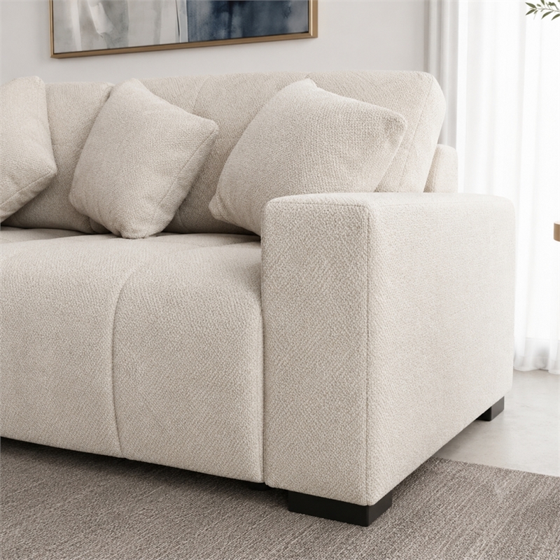 Valparaiso Modern Power Reclining 3-Seat Linen Fabric Sofa with Integrated Controls in Beige