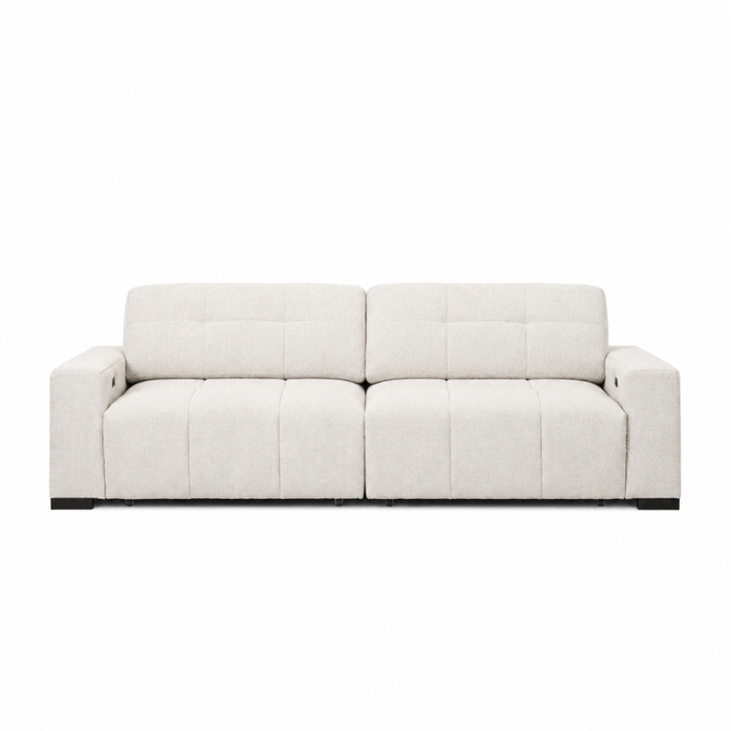 Valparaiso Modern Power Reclining 3-Seat Linen Fabric Sofa with Integrated Controls in Beige