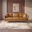 Cartersville Top-Grain Leather Mid-Century Modern 3-Seater Sofa with Sturdy Frame in Tan