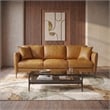 Cartersville Top-Grain Leather Mid-Century Modern 3-Seater Sofa with Sturdy Frame in Tan