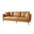Cartersville Top-Grain Leather Mid-Century Modern 3-Seater Sofa with Sturdy Frame in Tan