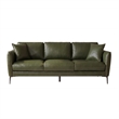 Cartersville Top-Grain Leather Mid-Century Modern 3-Seater Sofa with Sturdy Frame in Green