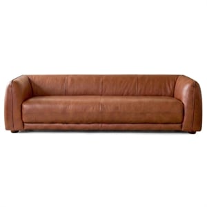 Oklahoma Mid-Century Modern 3-Seater Top-Grain Leather Sofa with Ergonomic Back in Brown