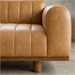 Nevada Mid-Century Modern Leather Channel Tufted 3-Seater Sofa with Easy Assembly in Tan