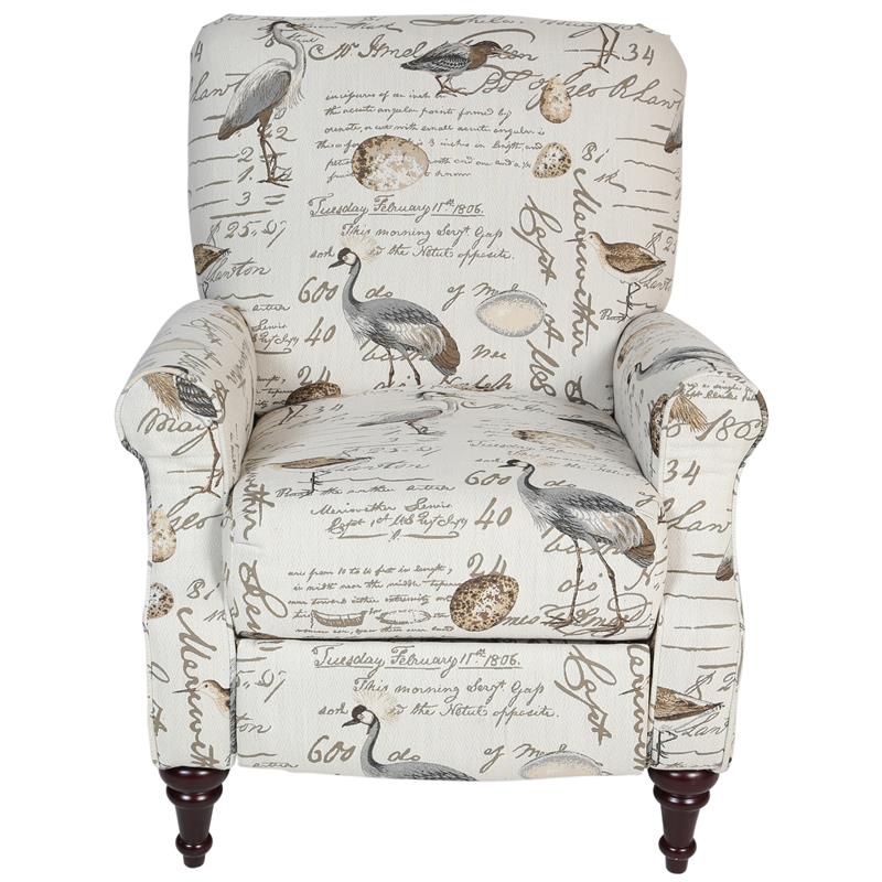 Aviary Cream Bird-Print Pushback Accent Chair - 03-201C-57-809A