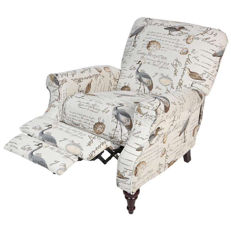 Aviary Cream Bird-Print Pushback Accent Chair | Cymax Business