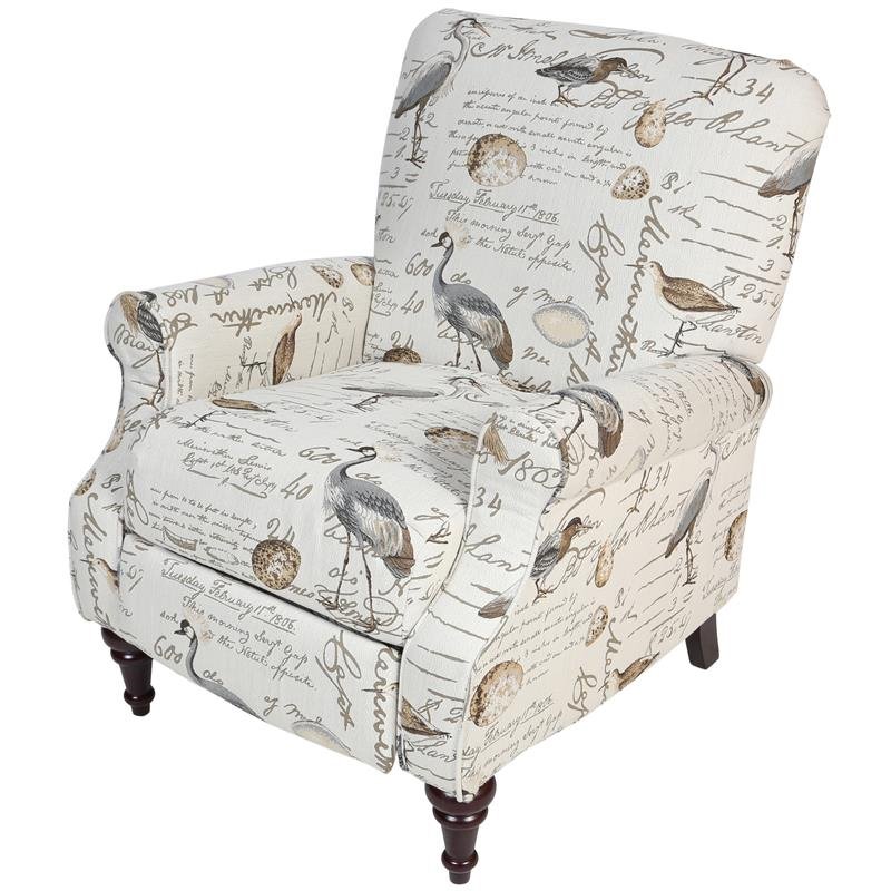 Aviary Cream Bird-Print Pushback Accent Chair | Cymax Business