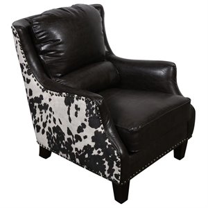 wrangler leather & cow pattern accent chair