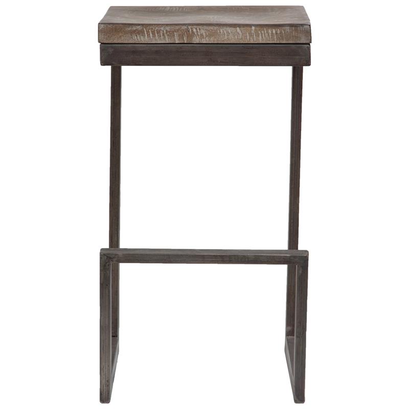 Porter Designs Cube Architectural Metal and Mango Wood 30