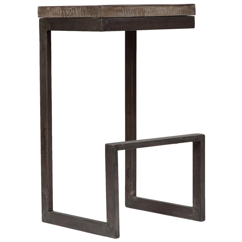 Porter Designs Cube Architectural Metal and Mango Wood 30