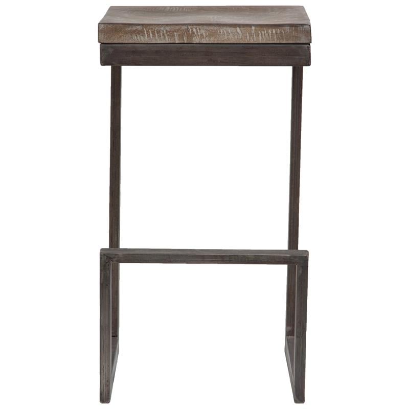 Porter Designs Cube Architectural Metal and Mango Wood 30