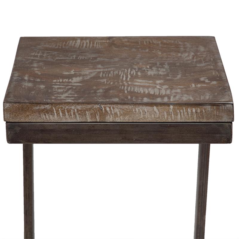 Porter Designs Cube Architectural Metal and Mango Wood 30