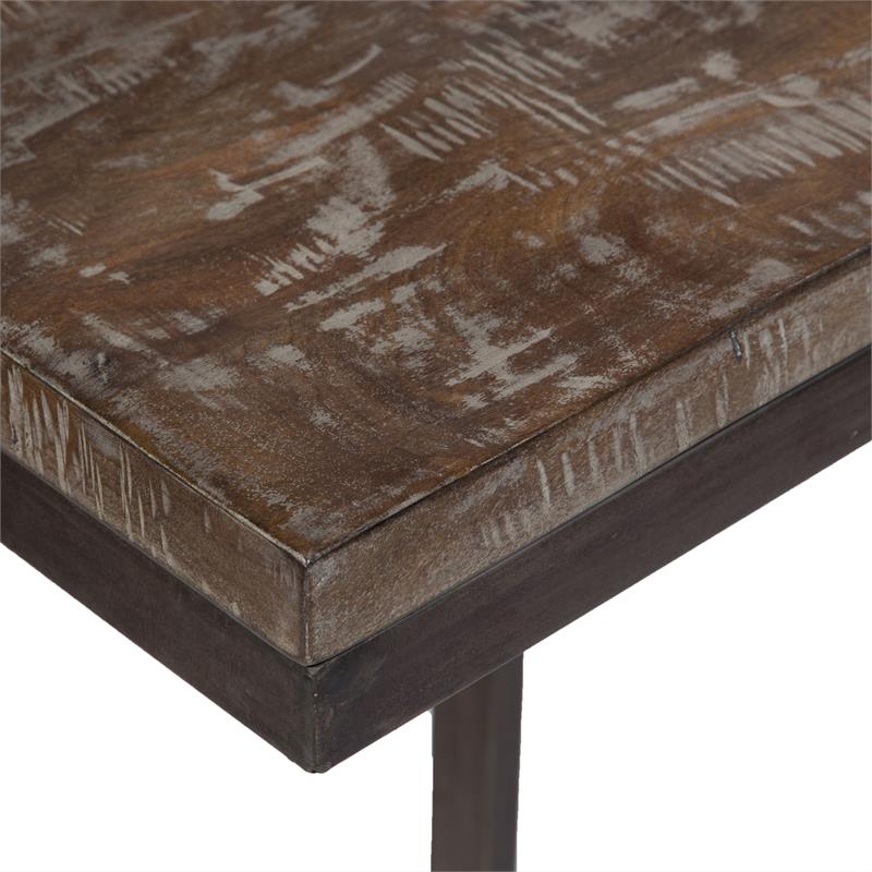 Porter Designs Cube Architectural Metal and Mango Wood 30
