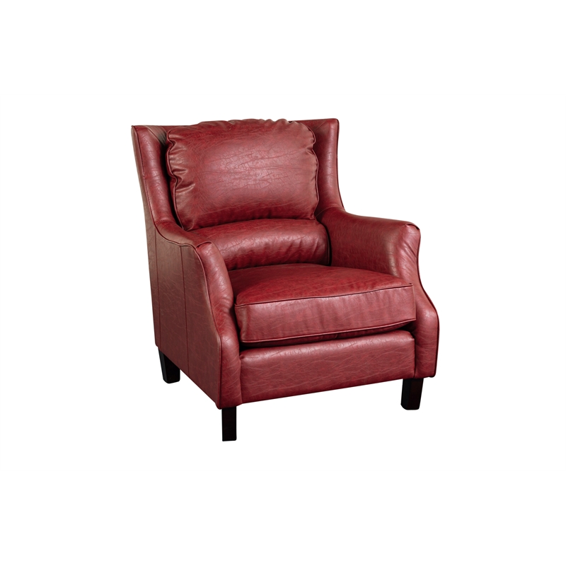 Porter Designs Garnett Crackle Leather Club Accent Chair - Red