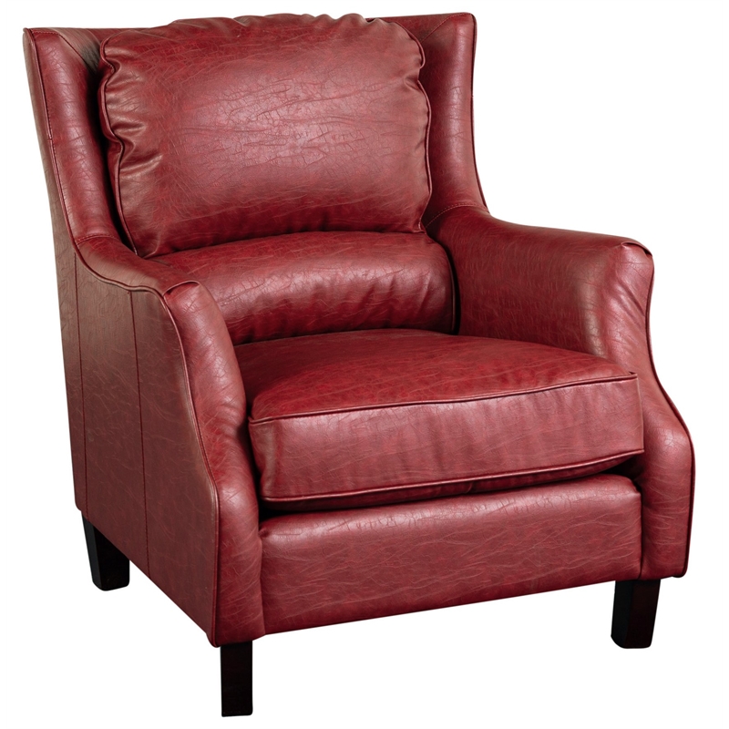 Porter Designs Garnett Crackle Leather Club Accent Chair - Red